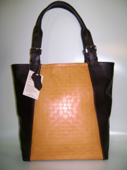 Кожаная женская сумка P 235 желтая с чёрным