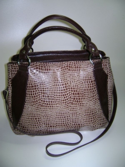 Кожаная женская сумка P 223-1 коричневая с белым