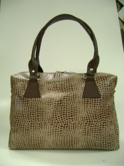 Кожаная женская сумка P 228 коричневая с белым